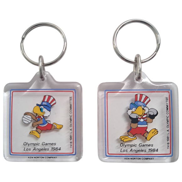 Olympics Accessories - Los Angeles Olympics 1984 Olympiad Keychain Sam The Eagle Vintage LOT of (2)